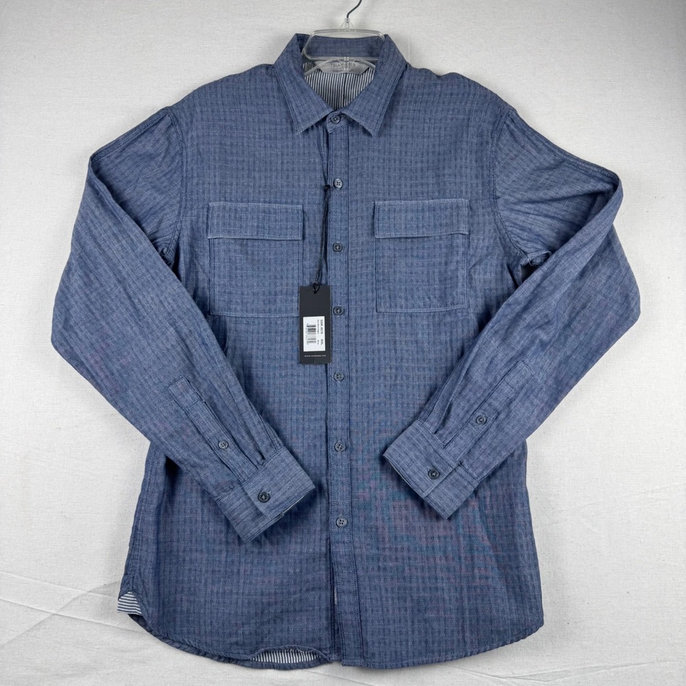 7 Diamonds One More Night Blue Cotton Button Down Shirt Mens Small SMK-4078 NWT